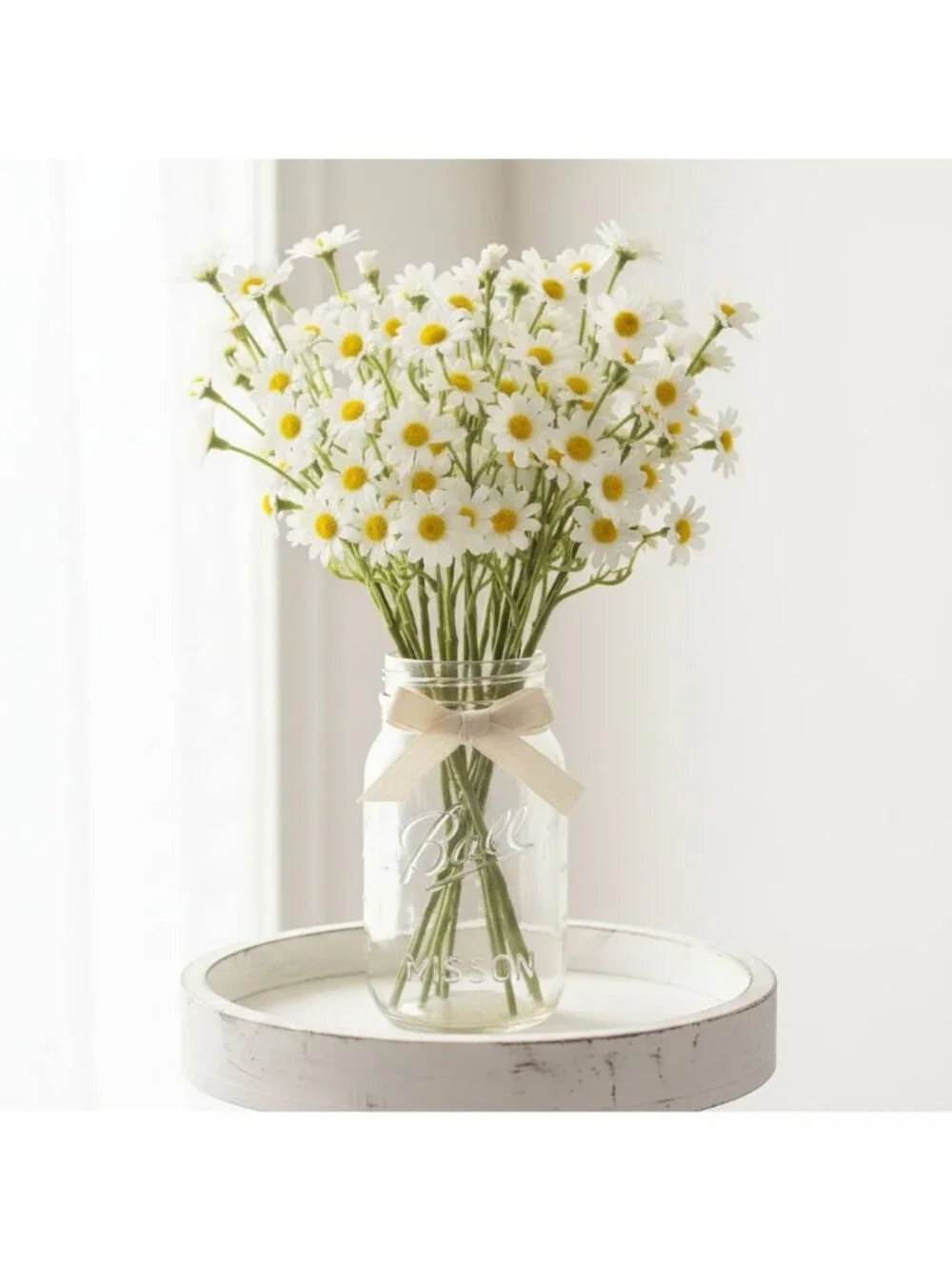 Artificial Daisy Spray Stems Set of 6 White Yellow Daisies Farmhouse Decor